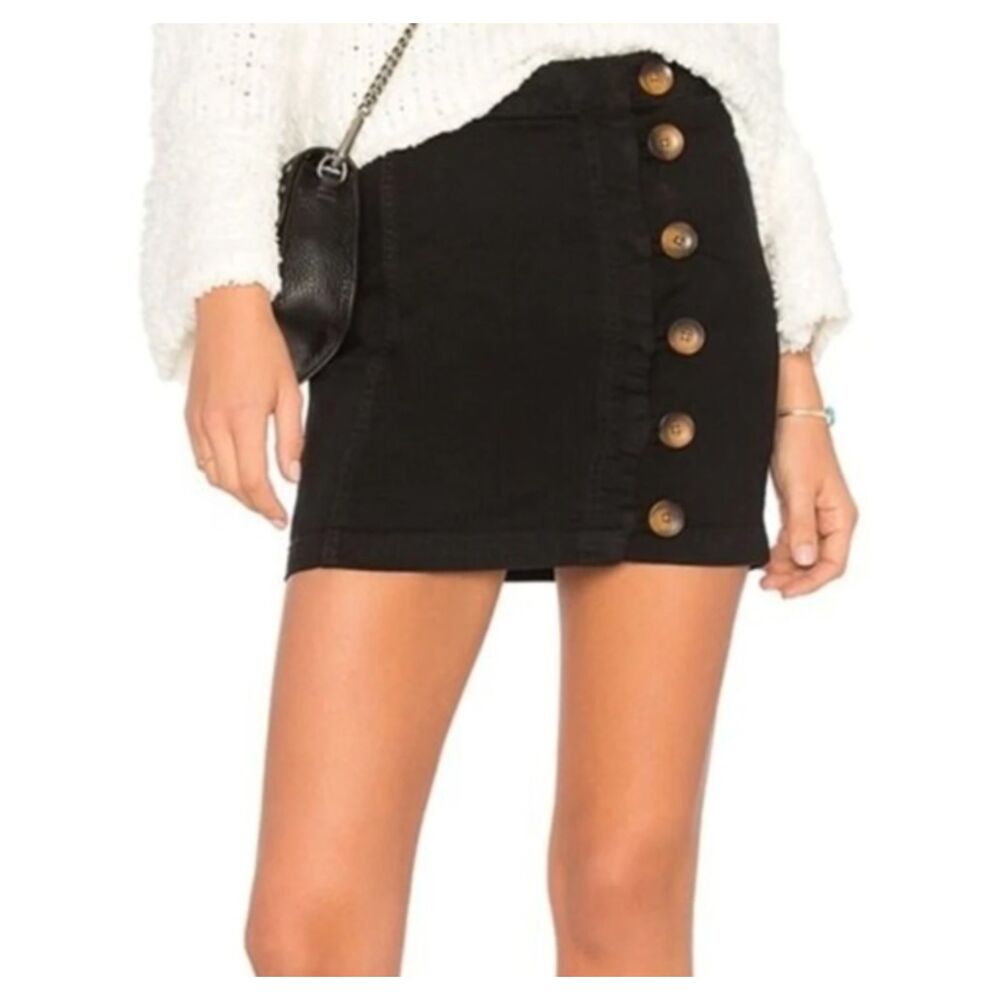 Free People Black Mini Skirt